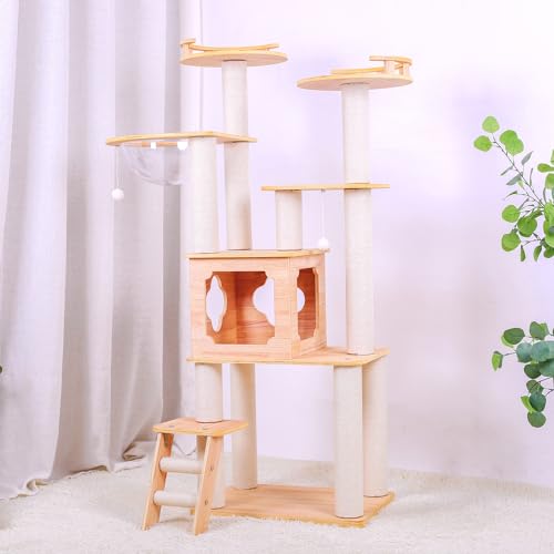 GOWE PurrScape Elegance - Deluxe Wooden Cat Tower