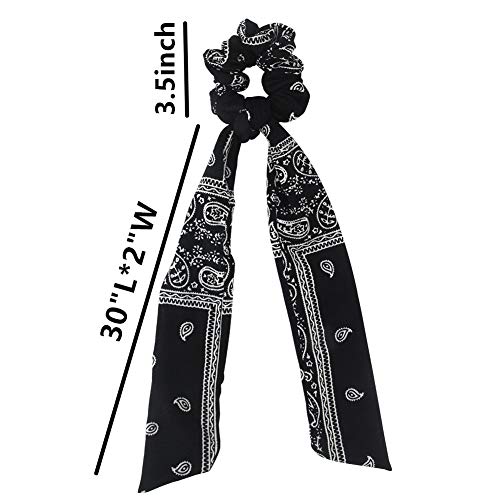 Cutewing Paisley Hair Scrunchies With Bow Hair Scarves Scrunchy Ponytail Holder Elastics Hair Bands Ribbon Hair Tie For Women Girls With 6Pcs #TOP2