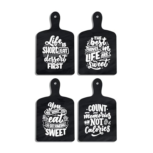 Image of Decor Smart Sweet Food Quotes Wooden Wall Decor Set | Count Memories Not Calories Kitchen Art | Chalkboard Style Sign | Decorative Handcrafted Artwork | MDF Wall Sign Art for Decoration (DWA 5606)