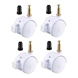 uxcell 1.5 Inch Swivel Caster Wheels Grip Neck Stem Caster White Furniture Wheel with Brake and Mounting Socket, 4pcs