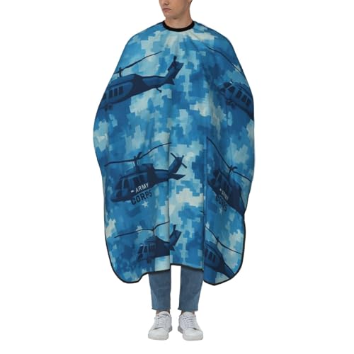 Bata de peluquería profesional azul camuflaje 140x168cm para salón