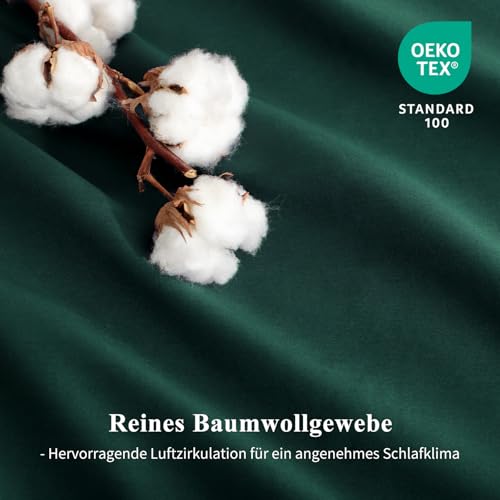 Aisbo Kissenbezug 80x80 Baumwolle 2er Set - weiche Kopfkissenbezug 80 x 80 Dunkelgrün mit Reißverschluss, 80x80cm Pillow Cover Pillowcase – Ansicht 4