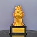 Znet3D Gold King Poop Emoji Trophy on Black Pedestal with Custom Nameplate