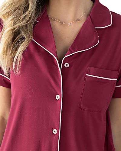 Kindred Bravely Clea Bamboo Classic Short Sleeve Maternity & Nursing Pajama Set (Deep Berry, Large) #TOP2