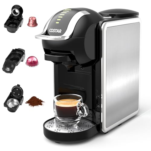 COSTAR 3-in-1 Espresso Machine, 20 Bar Coffee Maker Compatible with Nespresso Original, Dolce Gusto Capsule, and Coffee Powder, Adjustable Volume, Fast Heating System Coffee Machine for Home Office