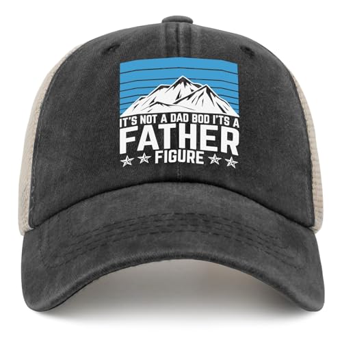 Kritett It's Not A Dad BOD I'ts A Father Figure Hat Funny Golf Hats AllBlack Men's Hats Gifts for Grandma Cycling