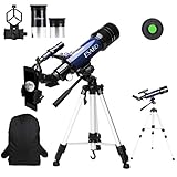 Aumento de 16-190X: con dos oculares reemplazables de 1.25 ", K25mm proporciona 16X y K6mm da 66X, y lente Barlow 3X incluida para triplicar el aumento. Este telescopio astronómico es perfecto para observar el cielo, observar las estrellas y observar aves.