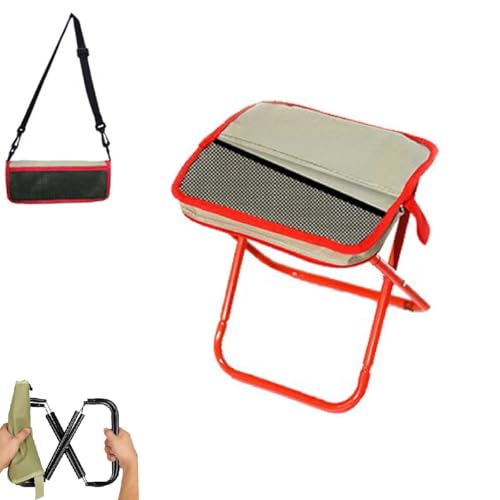 Genérico Taburete Plegable Tipo Mochila, Silla Ultraligera De Bolsillo, Que Se Puede Convertir En Una Bandolera,PequeñOs Taburetes Plegables For Pescar,Camping,Senderismo,Viajes (Rojo)