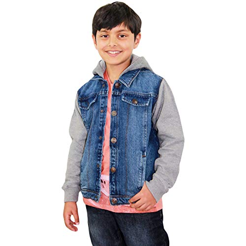 A2Z 4 Kids Niños Niños Mezclilla Chaqueta Diseñador - Boys Denim Jacket JK15 Dark Blue 13-1