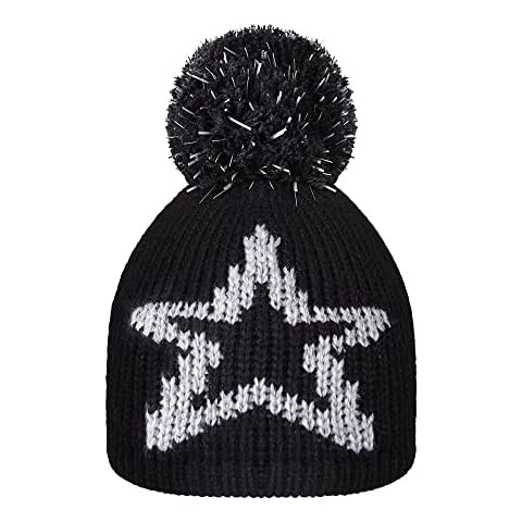 Proviz REFLECT360 Reflective Explorer Fleece-Lined Breathable Soft Unisex Childrens's Star Bobble Beanie Hat Hi Visibility, Black Cover