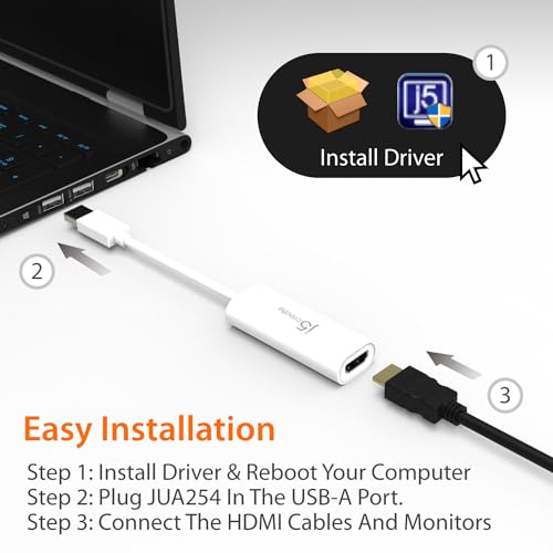 j5create JUA254 USB 3.0 to HDMI™ External Video Adapter, White - Thumbnail 5