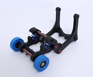 QingLeng Nylon Sturdy & Stable Wheelie Bar with Dual Spring Buffer for Traxxas 1/5 6S 8S X-MAXX - Blue Wheels