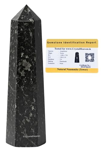 Certified Nuummite Crystal Tower Obelisk Point for Chakra, Healin...