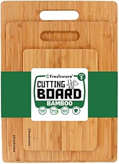 Bamboo Cutting Boards for Kitchen [Set of 3] Wood Cutting Board for Chopping Meat, Vegetables, Fruits, Cheese, Knife Friendly Serving Tray with Handles