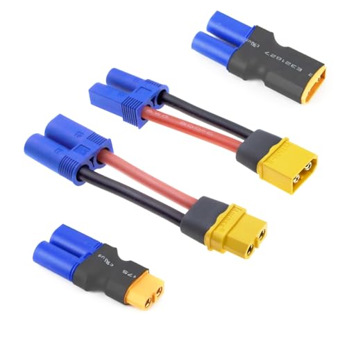 MEIVIFPV 2Pairs XT60 to EC5 Adapter Connector,EC5 to XT60H Male Female Plug for RC LiPo Battery Connector
