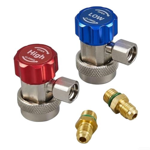Ensemble de connecteurs rapides pour climatiseur R134a de 6,35 mm, avec raccords haute et basse pression en laiton, vannes de prévention des fuites
