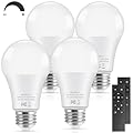 9W A19 Remote Controlled LED Light Bulbs, 3000K/4500K/6000K Dimmable LED Bulbs, 60W Equivalent Light Bulbs, 1H Timer, Memory Function, E26 Base, 25000hrs, 900LM Brightest Bulbs for House, 4 Packs