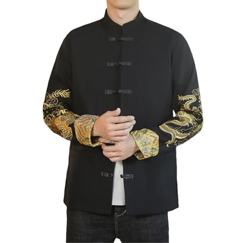 Veste brodée dragon et phénix haut de gamme à col montant homme