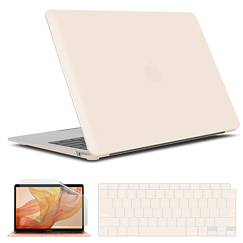 IBENZER Compatible with New MacBook Air 13 inch case 2022 2021 2020 M1 A2337 A2179 A1932, Hard Shell Case&Keyboard Cover&Screen Film for Mac Air 13 with Touch ID (2018-2022),Nude,AT13NU+2