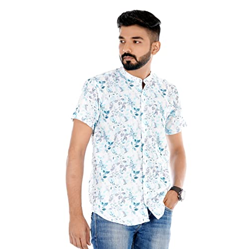 Image of Venisa Men's Cotton Blended Printed Casual Shirt
