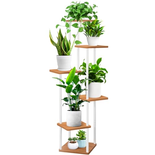 YOCOMEY 6-Tier Hölzern Blumenregal Pflanzenregal, Mehrstöckig...
