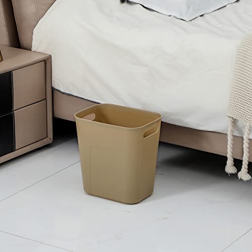 Image of UUJOLY Plastic Small Trash Can Wastebasket, Garbage Container Basket for Bathrooms, Laundry Room, Kitchens, Offices, Kids Rooms, Dorms, 3.5 Gallon, Khaki | Compact Sturdy Garbage Can for Bathroom, Laundry Room, Kitchen, Office, Kids Room, Dorm, Durable, Easy to Clean