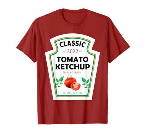 Disfraz de ketchup rojo DIY a juego para parejas, grupos de Halloween Camiseta