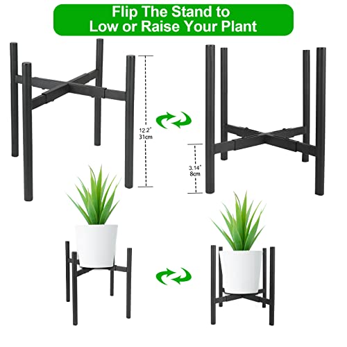 Oroonoko 2 Pack Large Plant Stand, Adjustable Metal Potted Plant Stand Holder With Adjustable Width Fits 8-16Inch Mid Century Expandable Pot Indoor Dispaly #TOP2