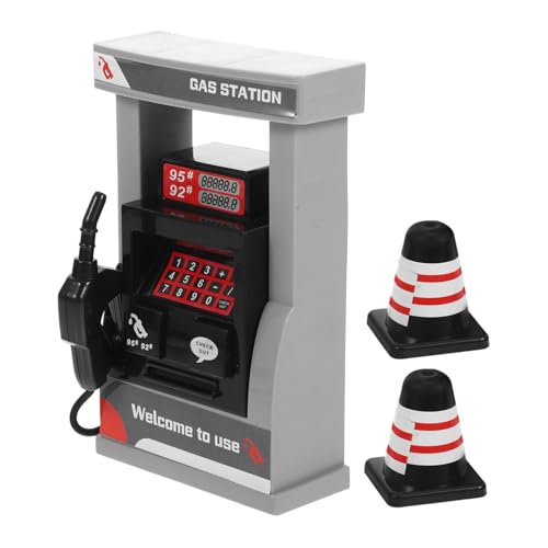 Vaguelly Mini Gas Station Model Toy Boys and Girls Plaything Realistic Design Road Cone Safe Material