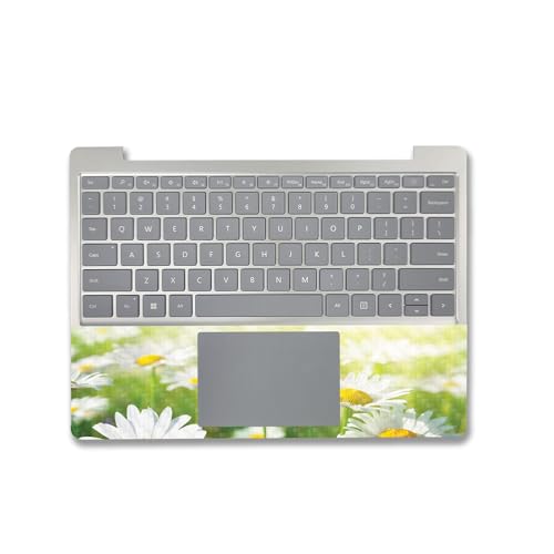 Image of MightySkins Carbon Fiber Skin Compatible With Microsoft Surface Laptop Go 3 (2023) Full Wrap Kit - Field Of Daisies | Protective, Durable Textured Carbon Fiber Finish | Easy To Apply | Made in the USA