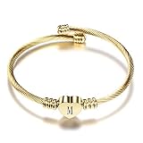 VQYSKO Gold Heart Initial Bracelets for Girls Jewellery Gifts Gold-M