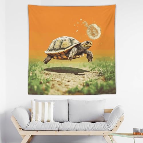 Tapisserie murale tortue sautant BTCOWZRV déco esthétique 152cm