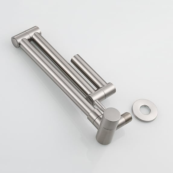 Grifo de Cocina de Pared, extraíble, Monomando, caño Giratorio de Agua fría, Plegable, Acabado Cepillado, fregaderos y cocinas.