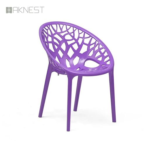 Image of Oaknest Neelkamal Crystal Plastic Chair - Stylish Tree-Design Backrest, Lightweight & Durable for Home, Garden & Patio (Colour: Voilet), Set of 2 Piece