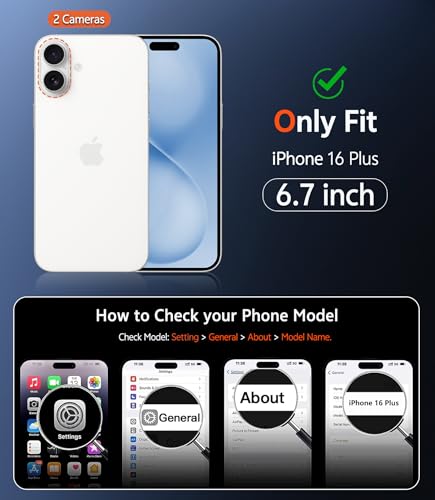 Image of FNTCASE for iPhone 16 Plus Case: Clear Magnetic Phone Cases with Screen Protector Compatible with Magsafe Slim Anti Yellowing Rugged Shockproof Protective Transparent Cell Phone Cover (B-Blue)