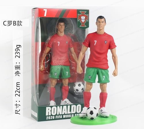 Image of SHAKTISM Football Star Player Action Figure Set, 22cm PVC Soccer Player Figurines with Ball & Display Base, Sports Collectible Model Toy for Kids, Room Decor & Gift Set (RonaldoFigure)