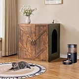 JanflyHome Cat Litter Robot Enclosure, Automatic Litter Box Enclosure for Litter Robot 3/4 with DIY Removable Doors, Power Outlet for Litter Collector, Rustic Brown