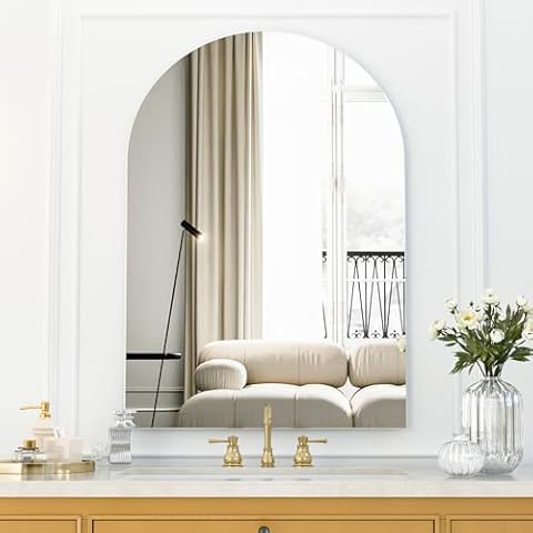 Antok Arch Frameless Bathroom Mirror, 20"x28" Wall Mounted Mirror for Bathroom, Frameless Vanity Mirror for Bedroom, Entryway, Living Room Cover