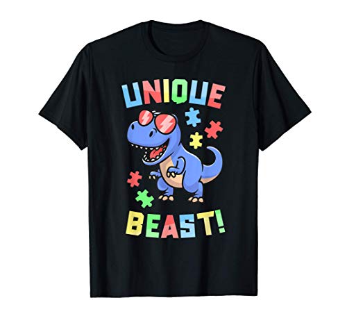 Dinosaur Autism Awareness Shirts Boys Unique Beast Puzzle T-Shirt
