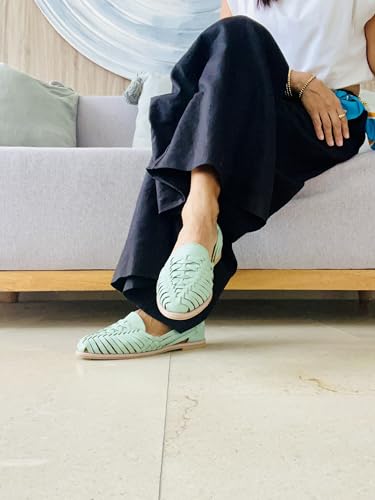 Image of Macarena Collection Leather Sandals for Women | Handmade Mexican Huarache | Woven Slip-On Shoes with Cushioned Insole | Artisan Crafted Genuine Leather