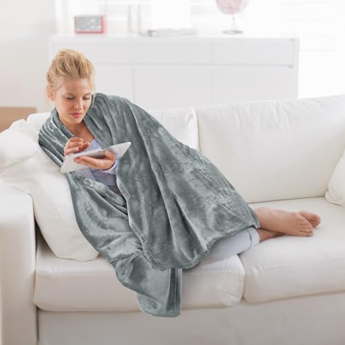 Image of Utopia Bedding Fleece Blanket Throw Size Ash Grey 300GSM Luxury Anti-Static Fuzzy Soft Microfiber Blanket for Couch, Sofa and Bed (50x60 Inch)