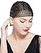 BABEYOND 1920s Beaded Cap Headpiece Belly Dance Cap Exotic Cleopatra Headpiece for Gatsby Themed Party (Black)