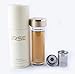 iRSE Luxury Tea Infuser Bottle Double Wall Glass Tumbler with modern design Lid Fruit Water infuse Stainless Steel Loose Leaf Strainer hot cold drink filter fruits herbs spices detox 10 oz (Gold)