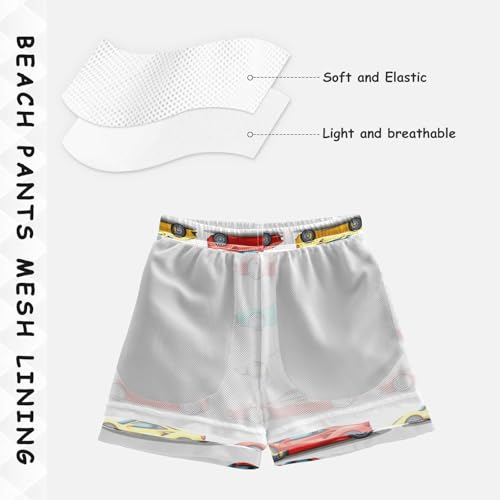 Pigsaly Boys' Swim Board Shorts Yellow Green White Red Blue Sportcar Boy's Swim Trunks Kids Swimwear 3T4