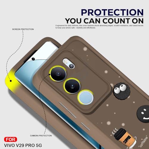 Image of AESTMO Back Case Cover for Vivo V29 / V29 Pro Cover | Cute Fun Cartoon 3D Ball | Coffee Silicone Case | Full Body Protection | Camera Protection Back Cover for Vivo V29 / V29 Pro (Brown)