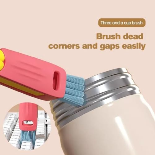 Image of 3 in 1 Cup Lid Cleaning Brush, 2025 New Multifunctional Water Bottle Cleaner Brush Set for Bottle Gap Tight Spaces Cup, Portable Cup Lid Gap Cleaner, Home Kitchen Crevice Brush Tools