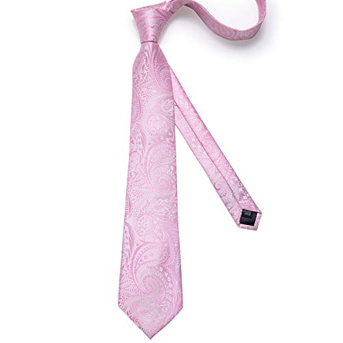 Image of DiBanGu Mens Paisley Tie Sets Silk Jacquard Woven Floral Necktie and Pocket Square Cufflinks Wedding Business Party