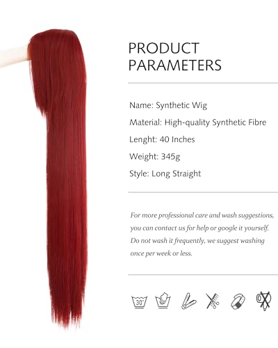 Image of Rose bud Sally Wig for Anime Costume Halloween Cosplay Party 40 Inch Long Straight Cosplay Red Wig for Women