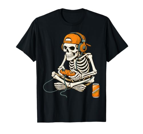 Halloween Skelett Gamer Video Gaming Jungen Herren Kinder Tees T-Shirt
