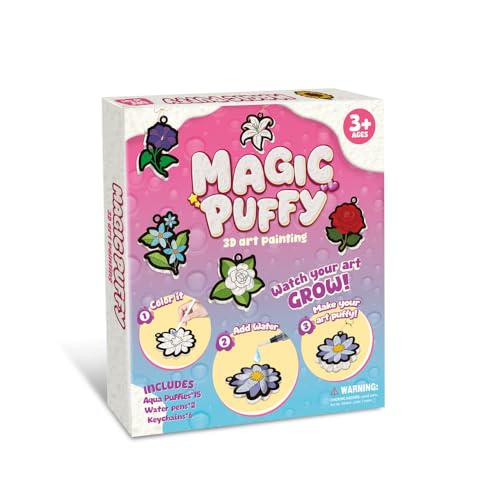 Image of MZYTOZA Magic Foam Texture Painting Kit - 3D Art Craft Aqua Magic Puffs Paint Kit, 15 Mess-Free Paint by Number Craft for Kids (Flowers)